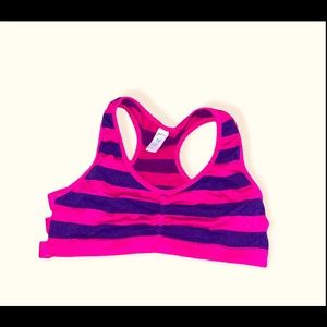 Pink/purple  striped sports bra.
